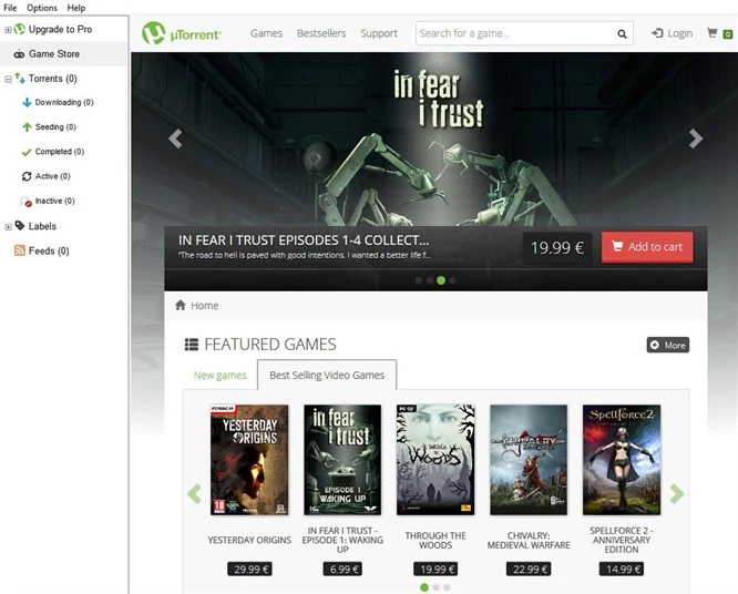 "Sklep z grami" w aplikacji uTorrent