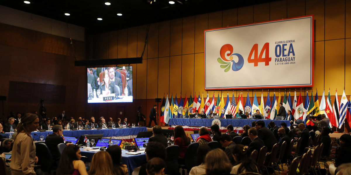 Delegates from member states of the Organization of American States (OAS) attend the last day of the 44th Regular Session of the OAS General Assembly in Luque, Paraguay, June 5, 2014.