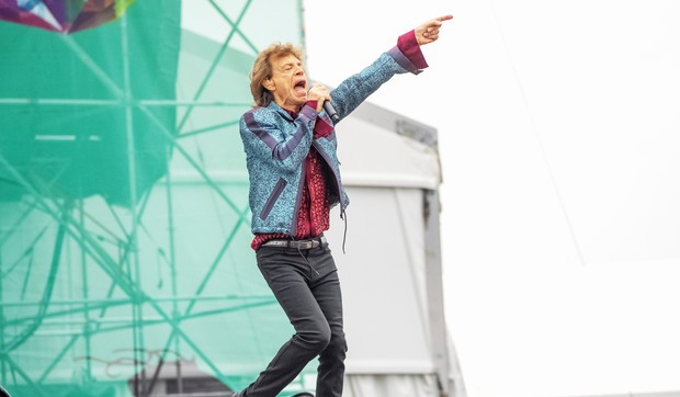 Mik Džeger na nastupu u Nju Orleansu