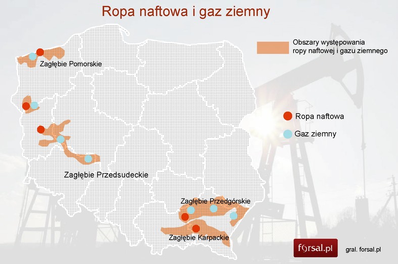 Obszary występowania ropy naftowej i gazu ziemnego