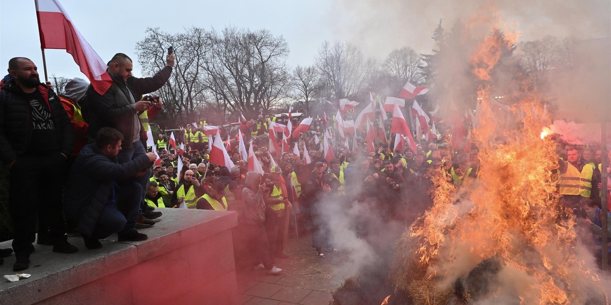 Rolnicy protestują we Wrocławiu.