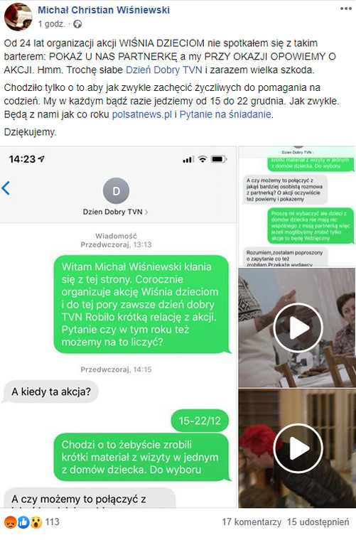 Michał Wiśniewski na Facebooku