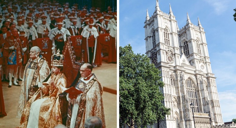 Queen Elizabeth II at her coronation ceremony in Westminster Abbey, London.Hulton Archive/Getty Images, John Harper/Getty Images