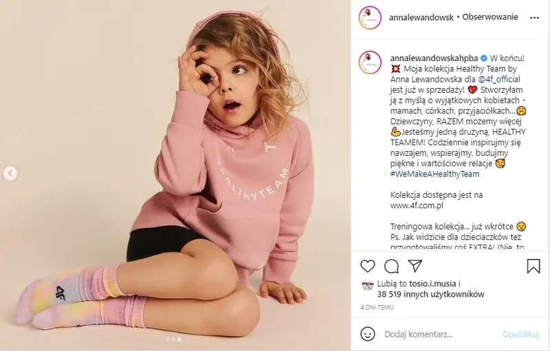 Viola Kołakowska atakuje Annę Lewandowską / Instagram Anny Lewandowskiej, reklama kampanii odzieżowej