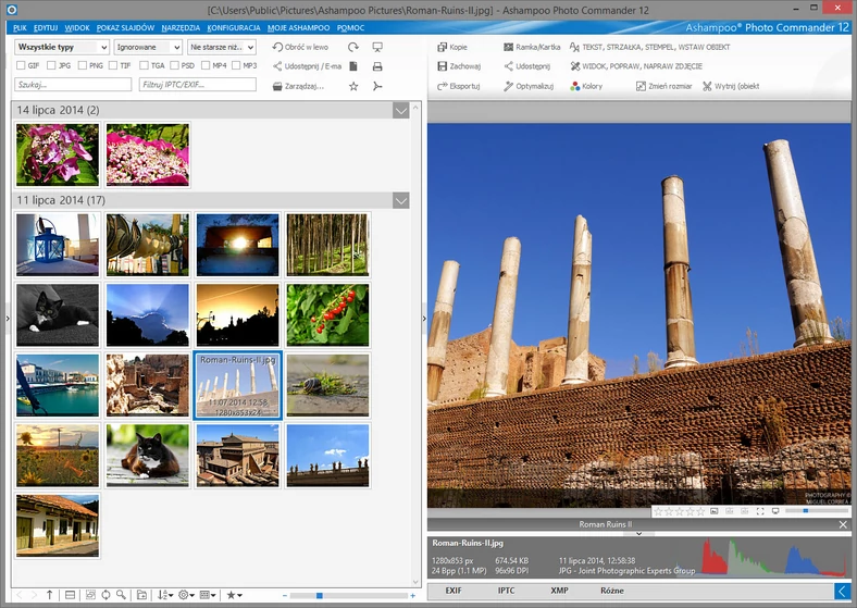 Główne okno programu do katalogowania i obróbki zdjęć - Ashampoo Photo Commander