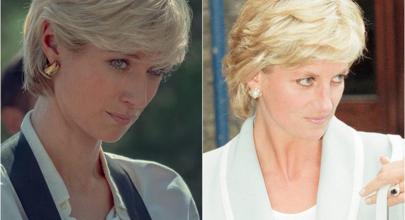 Elizabeth Debicki plays Princess Diana in season six of The Crown.Netflix; Getty Images
