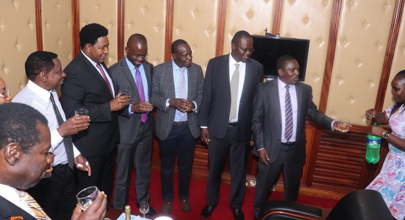 A file photo of Senator James Orengo hosting his colleagues at the Senate