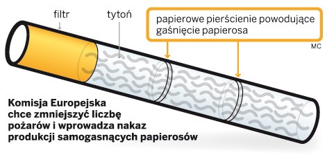 Od 17 listopada tego roku wszystkie fabryki wyrobów tytoniowych w Unii Europejskiej będą musiały produkować papierosy samogasnące.