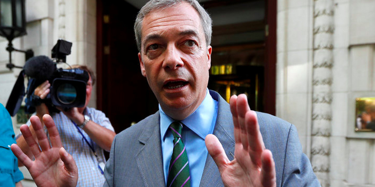 Former UKIP leader Nigel Farage leaves television studios in central London