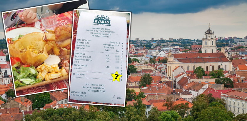 Rachunek za obiad w restauracji pod Ostrą Bramą w Wilnie. Kwota mocno zaskakuje