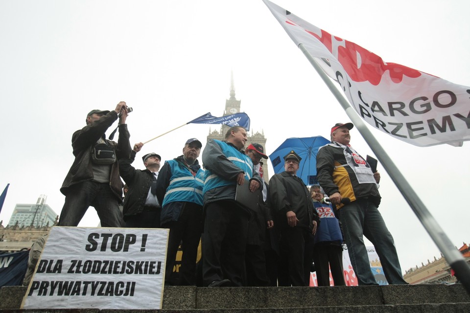 WARSZAWA PROTEST KOLEJARZY