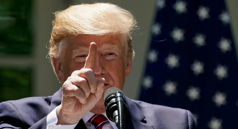 FILE PHOTO: U.S. President Donald Trump speaks during a joint news conference with Poland's President Andrzej Duda in at the White House in Washington, U.S., June 12, 2019. REUTERS/Kevin Lamarque/File Photo