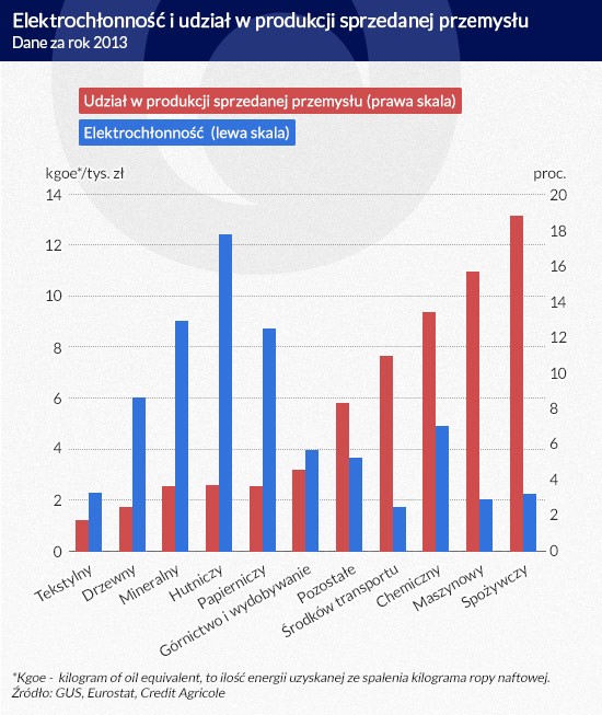 Elektrochłonność i udział w produkcji (Infografika: DG)