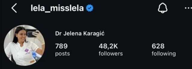 Jelena Vasić, Instagram profil