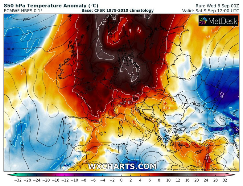 Zachodnia, środkowa i częściowo północna Europa znajdzie się w objęciach wyjątkowo ciepłego powietrza