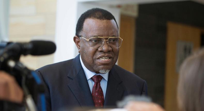 Hage Geingob (pictured September 2019) was declared president of Namibia's vote, retaining his position and the ruling South West Africa People's Organisation's long dominance of power