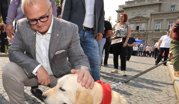 Goran Vesić mazi psa 