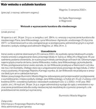 Dla strony nieobecnej w kraju należy ustanowić kuratora
