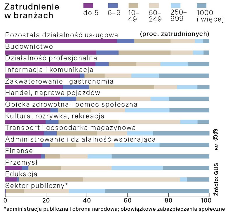 Zatrudnienie w branżach