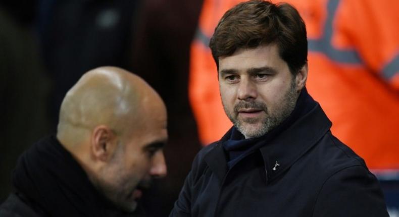 Manchester City manager Pep Guardiola (left) is full of admiration for the work done by Tottenham boss Mauricio Pochettino (right)