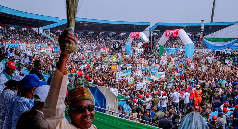 President Buhari visited Warri on Thursday, January 17, 2019, to declare a rally open. [Twitter/MuhammaduBuhari]