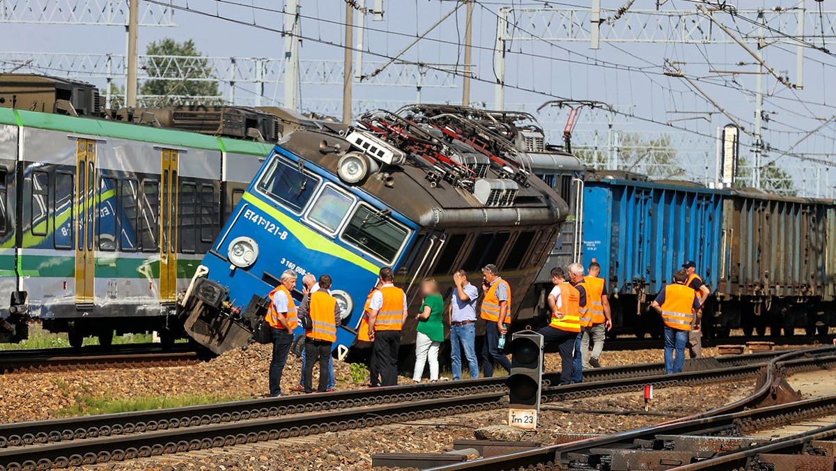 Miejsce zderzenia dwóch pociągów na linii kolejowej Warszawa – Łódź w Skierniewicach, 24 sierpnia 2023 r.