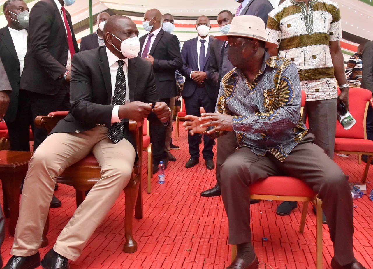 Deputy President William Ruto with former Prime Minister Raila Odinga