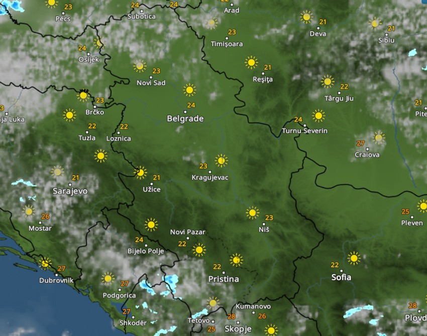 Kretanje padavina u 18 sati