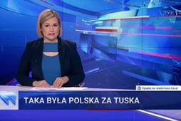 Kadr z Wiadomości TVP z 9 października, tuż po debacie wyborczej