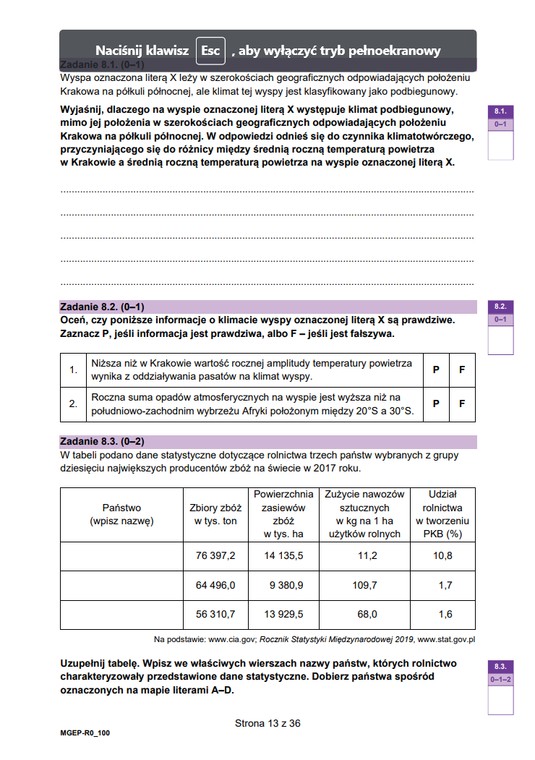 Matura 2023 z geografii, Formuła 2023