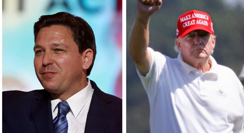 Florida Gov. Ron DeSantis; former President Donald Trump.Getty Images