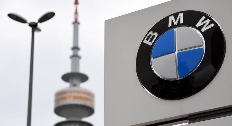 The logo of German car manufacturer BMW is seen at the company headquarters in Munich