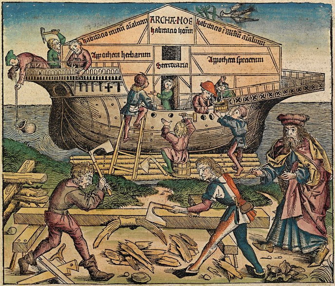 Arka Noego, miniatura z Kroniki norymberskiej (1493 rok, domena publiczna)