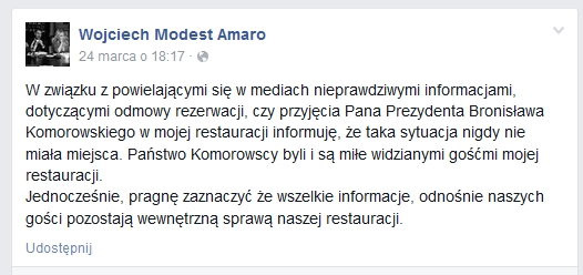 Wojciech Modest Amaro na Facebooku