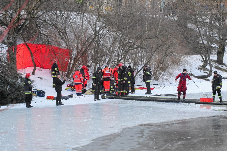 Akcja ratunkowa. Park Moczydło w Warszawie