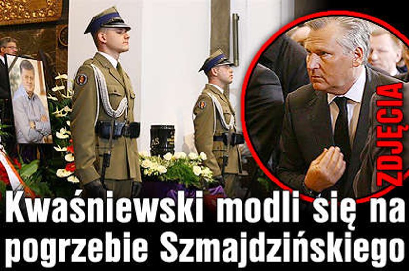 Kwaśniewski modli się na pogrzebie Szmajdzińskiego. ZDJĘCIA