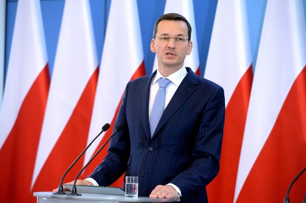 Mateusz Morawiecki podczas konferencji prasowej w KPRM.