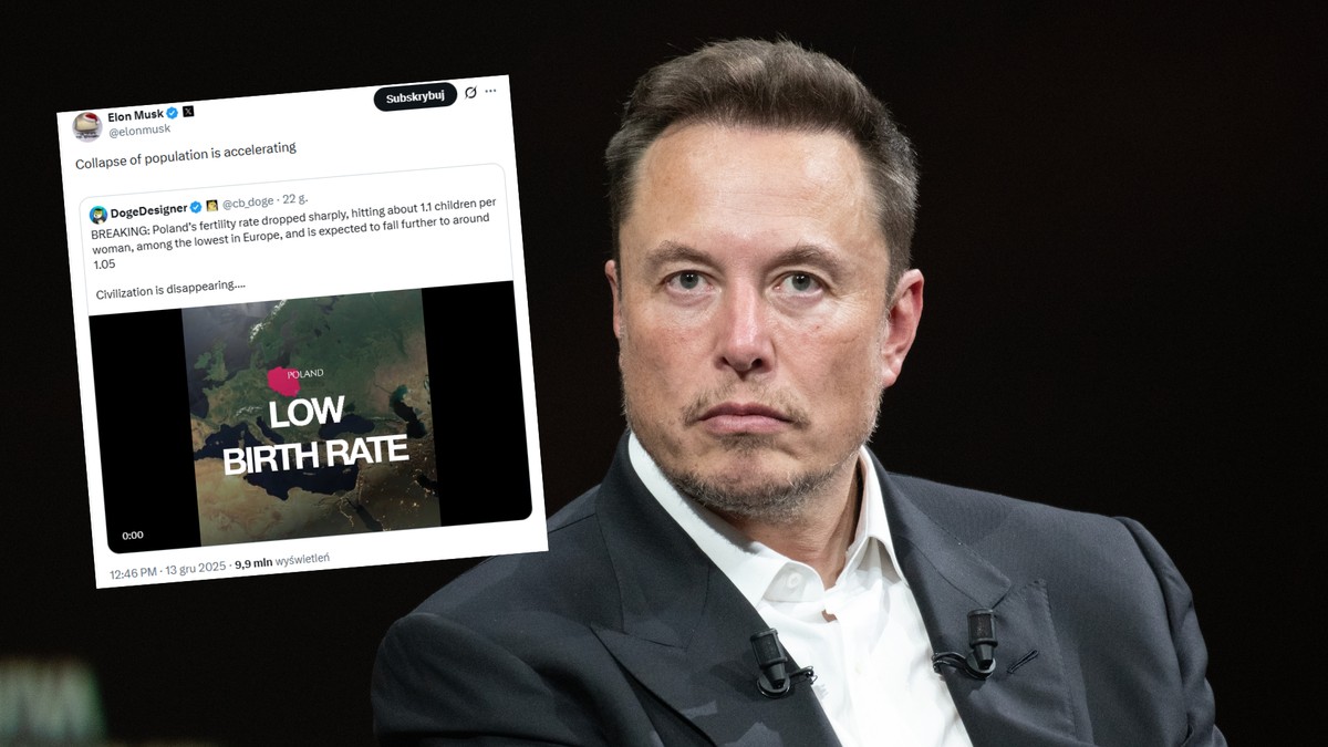 Elon Musk alarmuje w sprawie Polski. "Załamanie populacji przyspiesza"