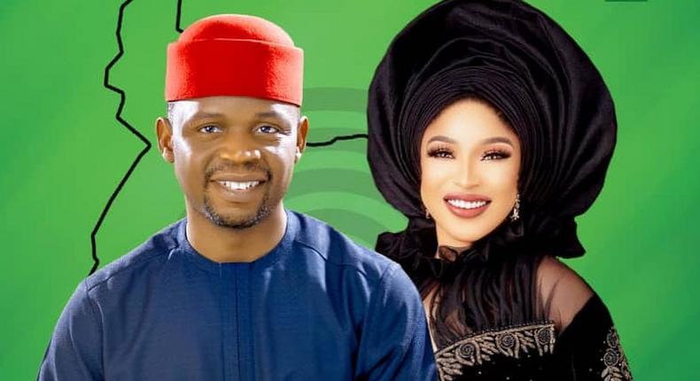 The governorship candidate of ADC, Tonte Ibraye and his deputy, Tonto Dikeh [Instagram/TonteIbraye]