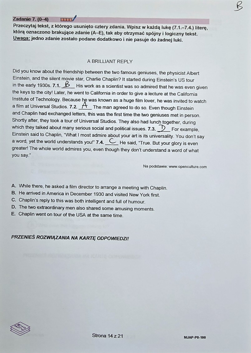 Matura 2024. Język angielski - poziom podstawowy [ARKUSZE CKE i ODPOWIEDZI]