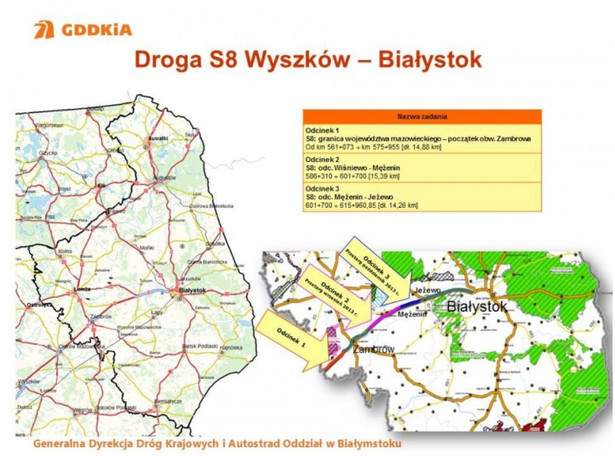 Droga S8 Wyszków Białystok. Źródło: GDDKiA.