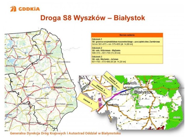 Droga S8 Wyszków Białystok. Źródło: GDDKiA.