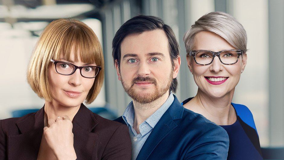 Od lewej: Kasia Pieniądz, inwestorka, wiceprezeska Swiss-Polish Blockchain Association oraz członkini zarządu Bitfold AG, Dawid Pałka, inwestor i przedsiębiorca, oraz Sylwia Machnik-Kochan, VP Sales na region EMEA w HTC/Vive