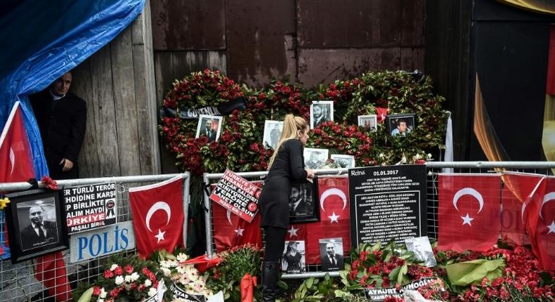 A makeshift memorial was set up outside the Reina nightclub in Istanbul after the bloody gun attack there as revellers were celebrating New Year