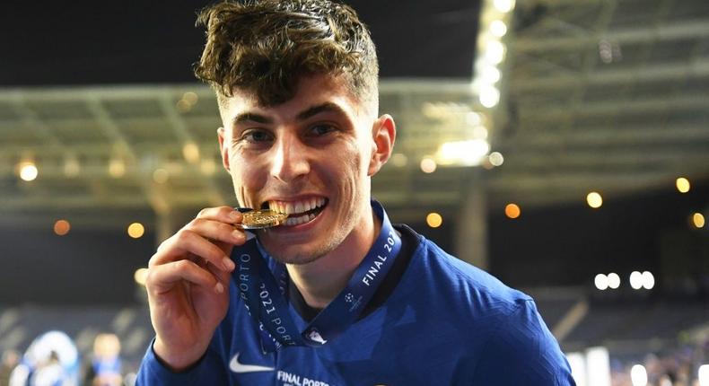 Kai Havertz celebrates with his medal after his goal decided the Champions League final Creator: David Ramos