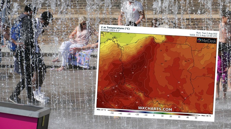 Pierwsza połowa sierpnia przyniesie dużo pogodnych i bardzo ciepłych dni (mapa: wxcharts.com)