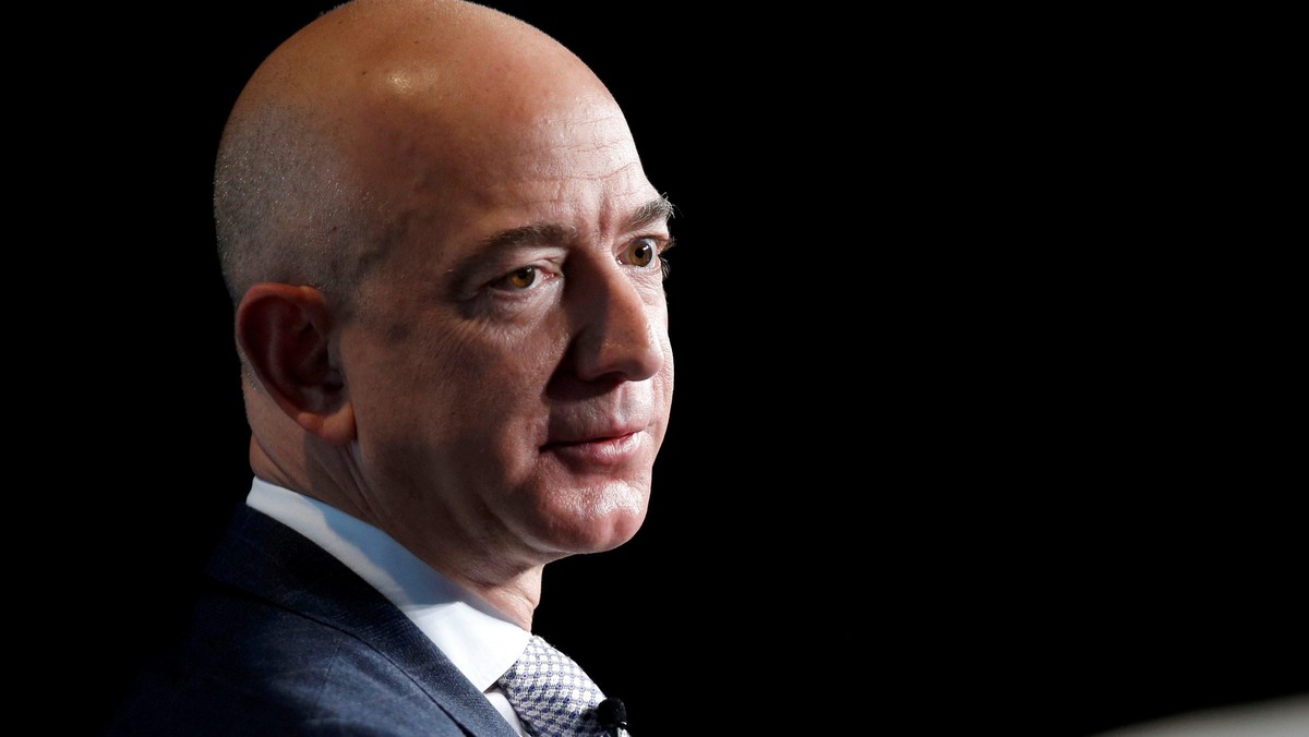 FILE PHOTO: Jeff Bezos, founder of Blue Origin and CEO of Amazon, speaks about the future plans of B