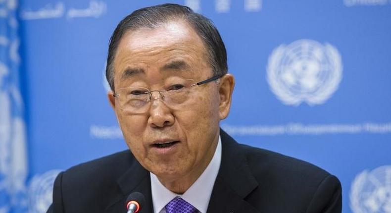 United Nations Secretary General Ban Ki-moon addresses the media ahead of the U.N. General Debate at U.N. headquarters in New York September 16, 2015.   REUTERS/Lucas Jackson