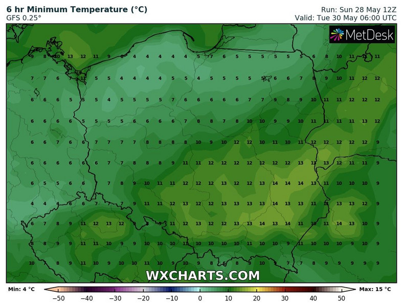 W nocy zaznaczy się duża różnica temperatury