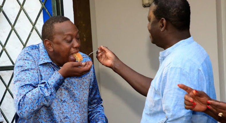 President Uhuru Kenyatta at a past birthday celebration for Raila Odinga